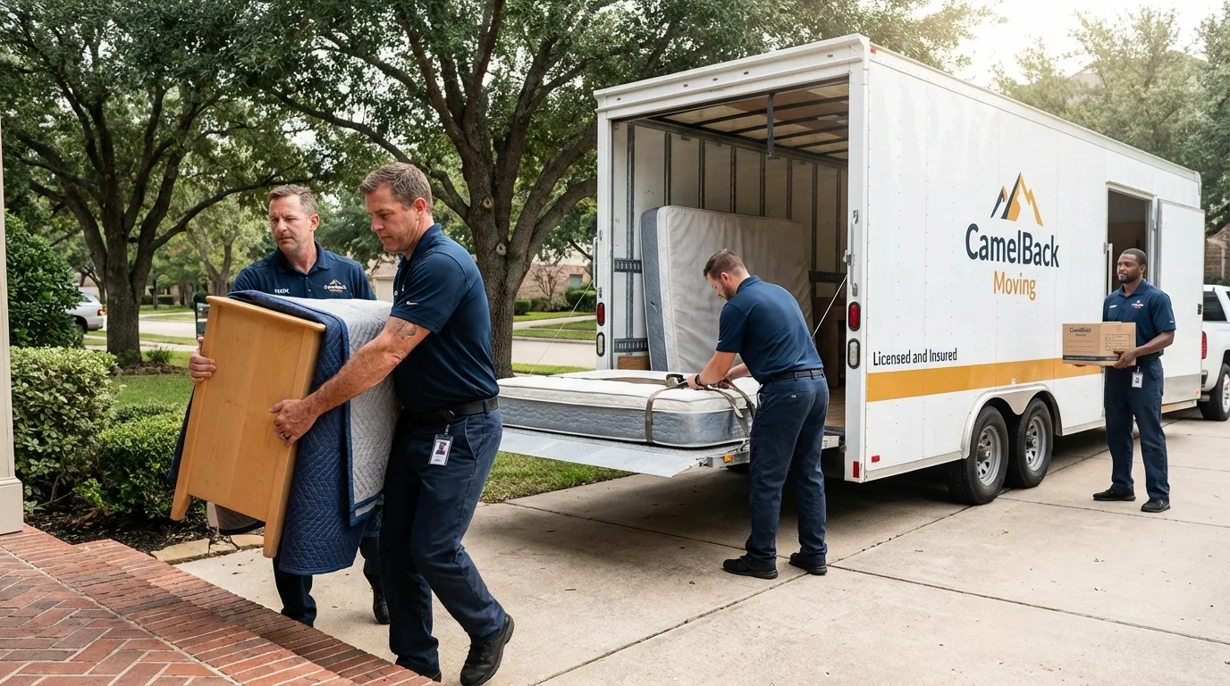 Crew loading residential truck for cross-state move from Gretna, FL