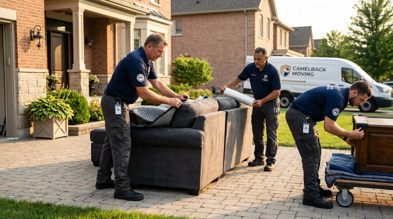 Large estate moving crew wrapping furniture in Gretna, FL